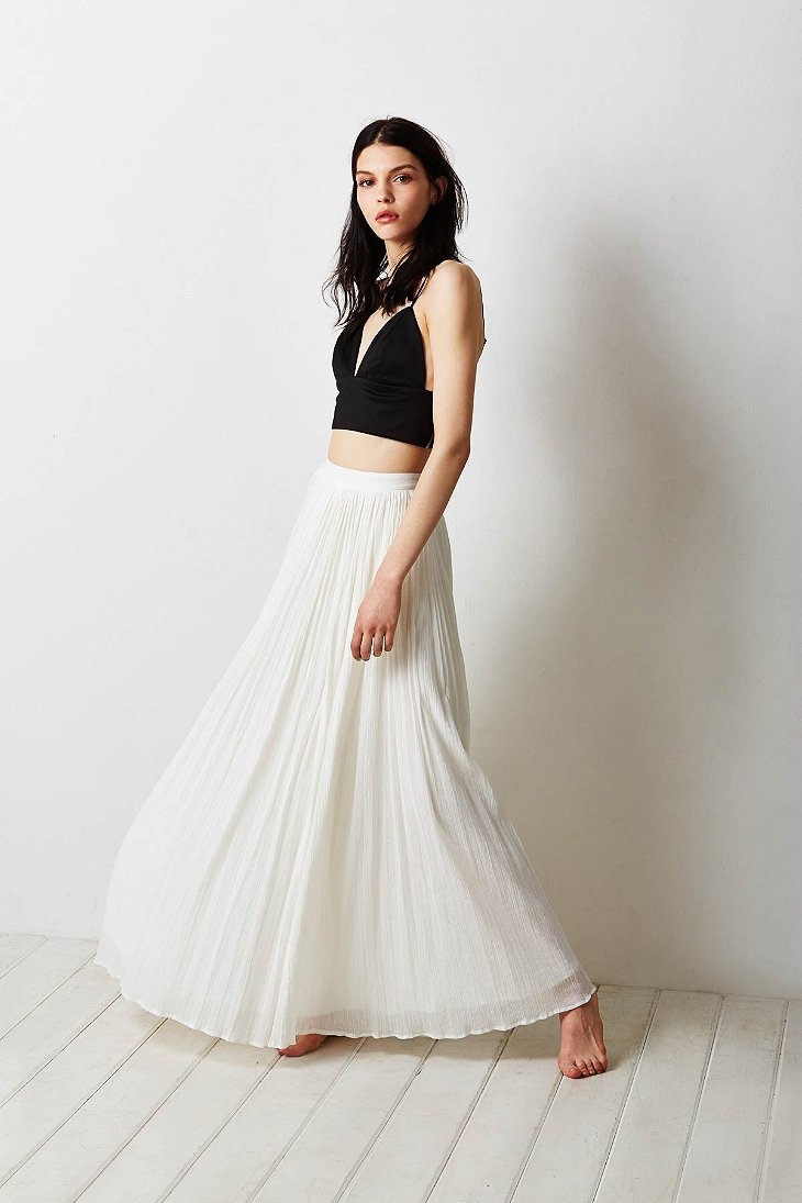 Pins And Needles Gauzy Pleated Maxi Skirt in White | Lyst