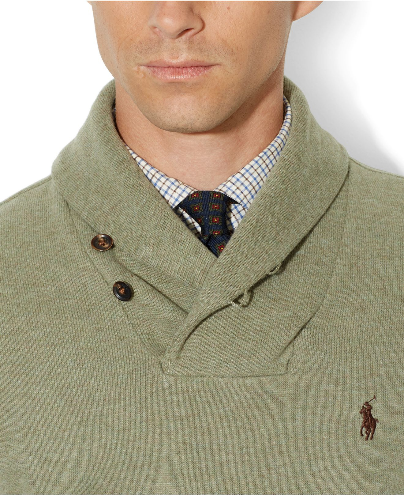 Polo Ralph Lauren French-Rib Shawl Sweater in Green for Men | Lyst