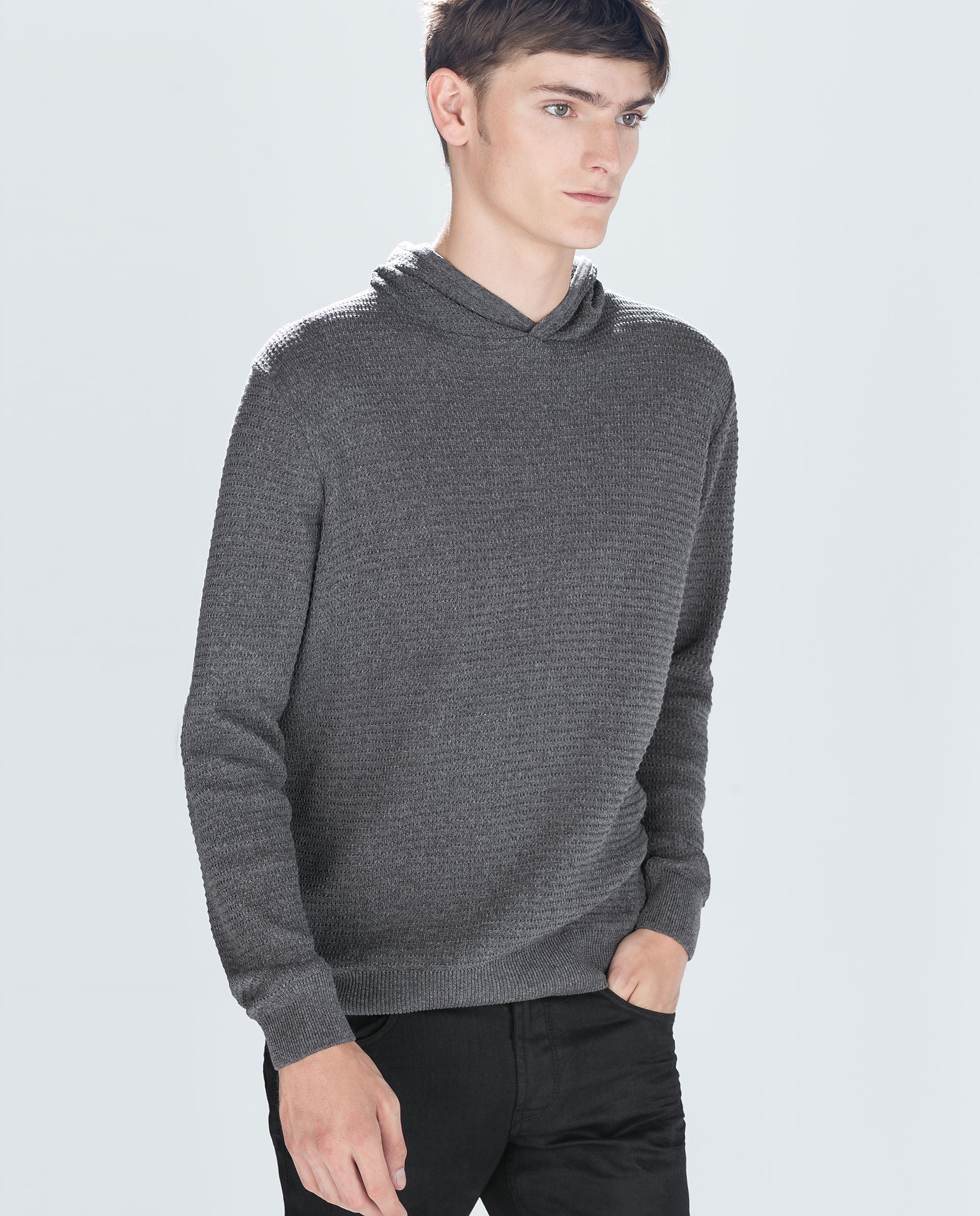 Zara Hooded Sweater in Gray for Men (Grey) | Lyst