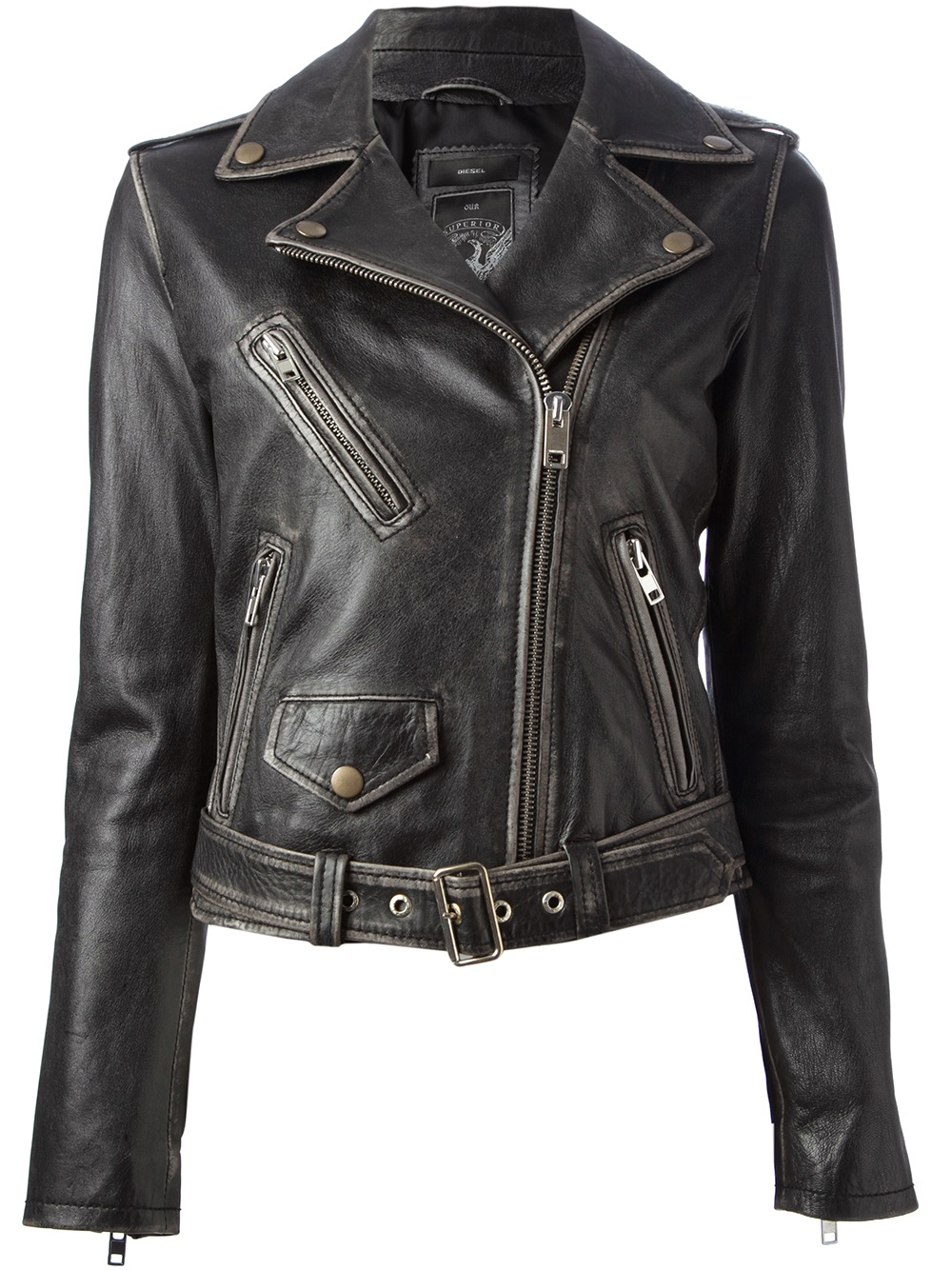 DIESEL Wolf Biker Jacket in Black | Lyst