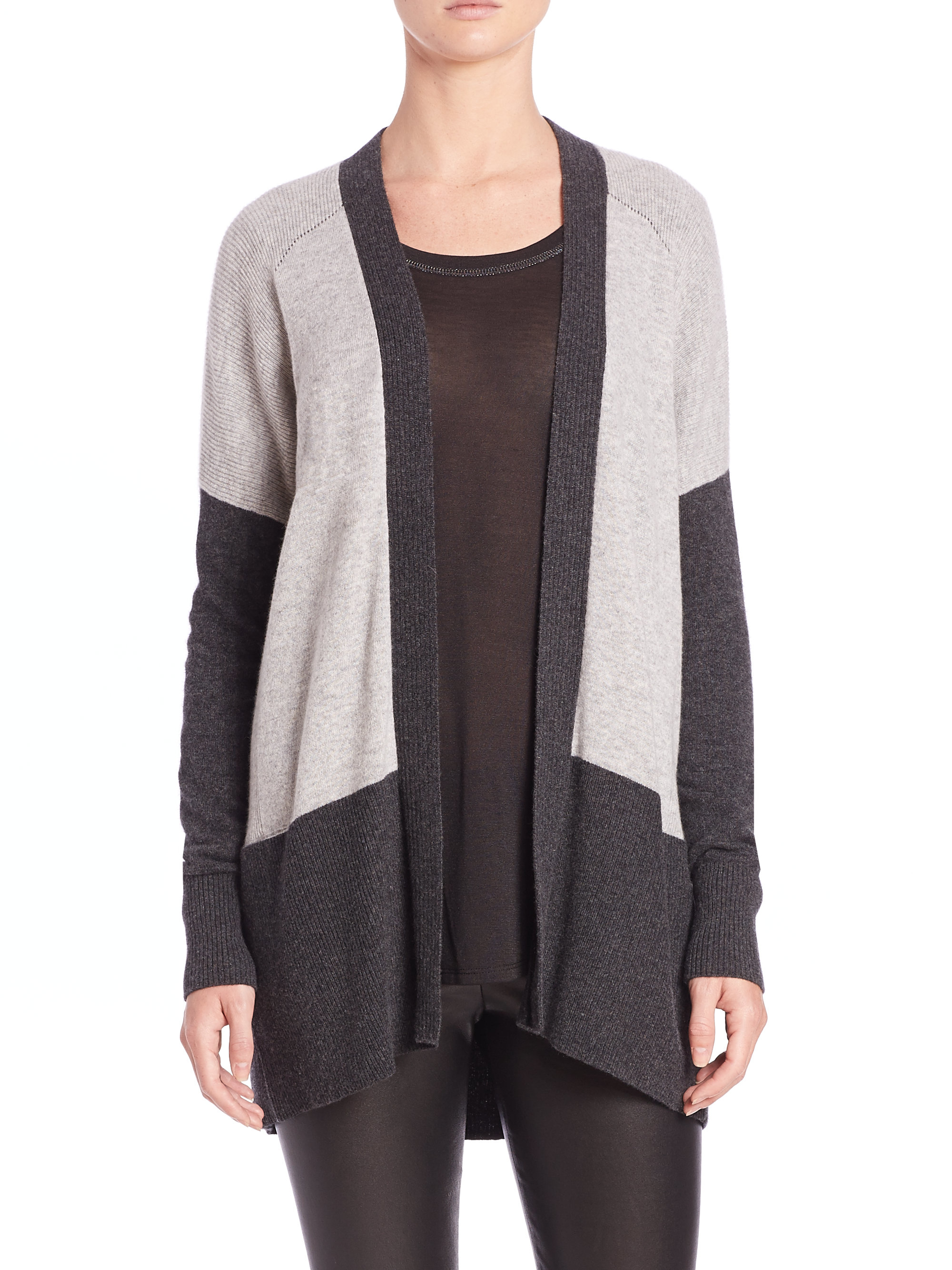Lyst - Vince Colorblock Cashmere Cardigan