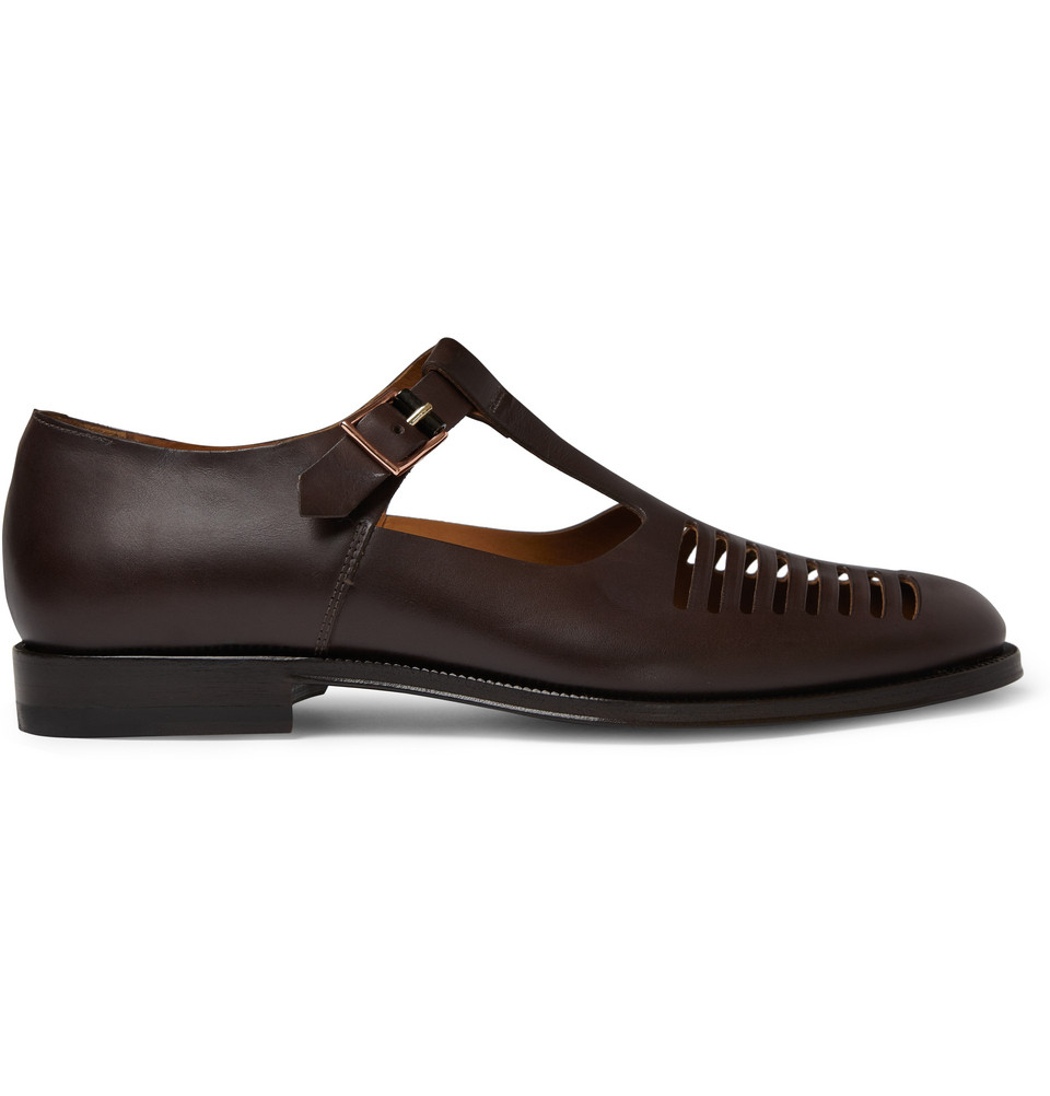 Paul Smith Oskar Cutout Leather Sandals in Brown for Men - Lyst