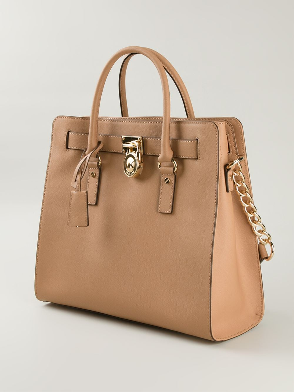 MICHAEL Michael Kors Hamilton Large Leather Tote in Brown | Lyst
