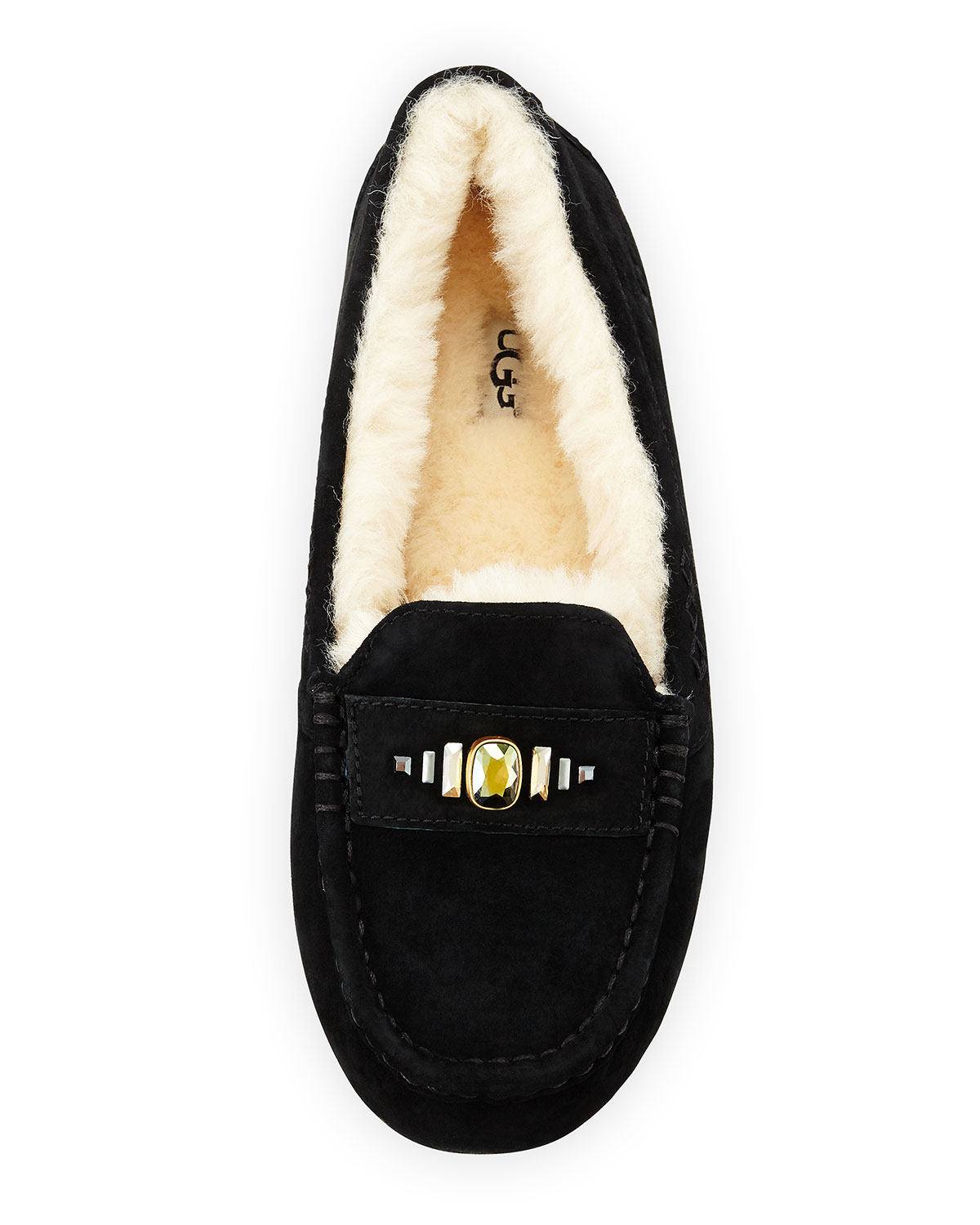 UGG Ansley Suede Crystal Slippers in Black - Lyst