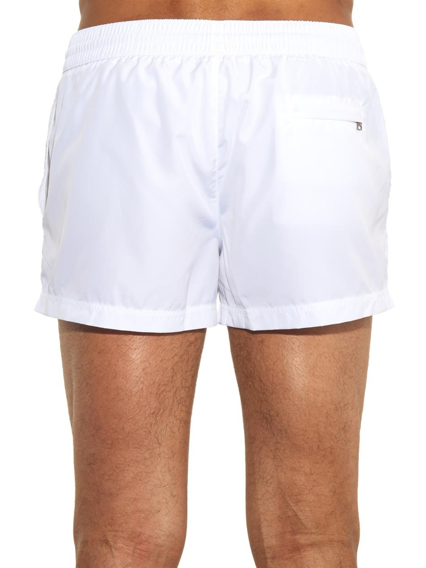 Lyst - Dolce & Gabbana Crest-Embroidered Swim Shorts in White for Men