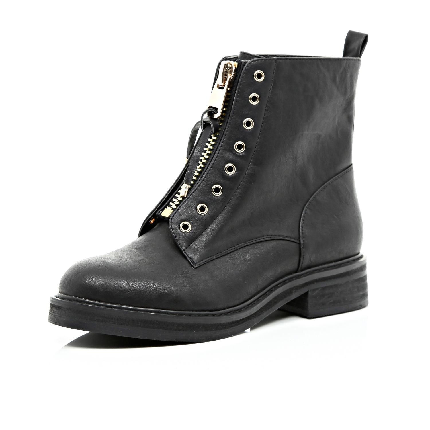 zip front biker boots