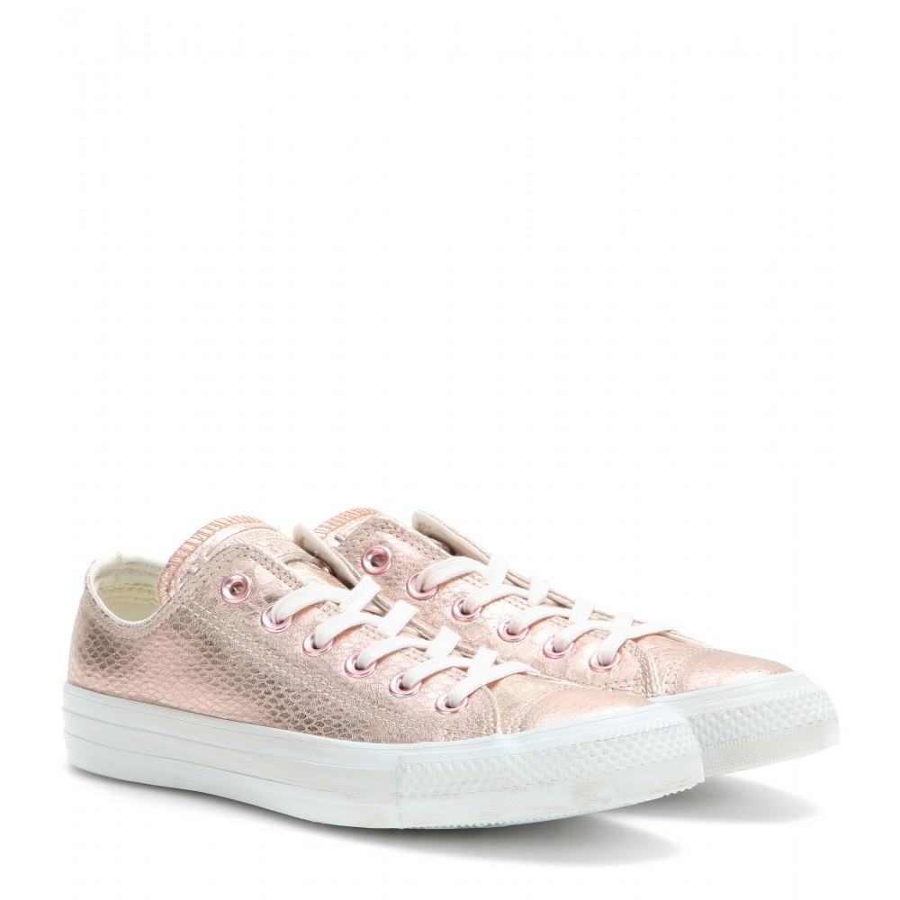 Lyst - Converse Chuck Taylor Ox Metallic Leather Sneakers in Pink