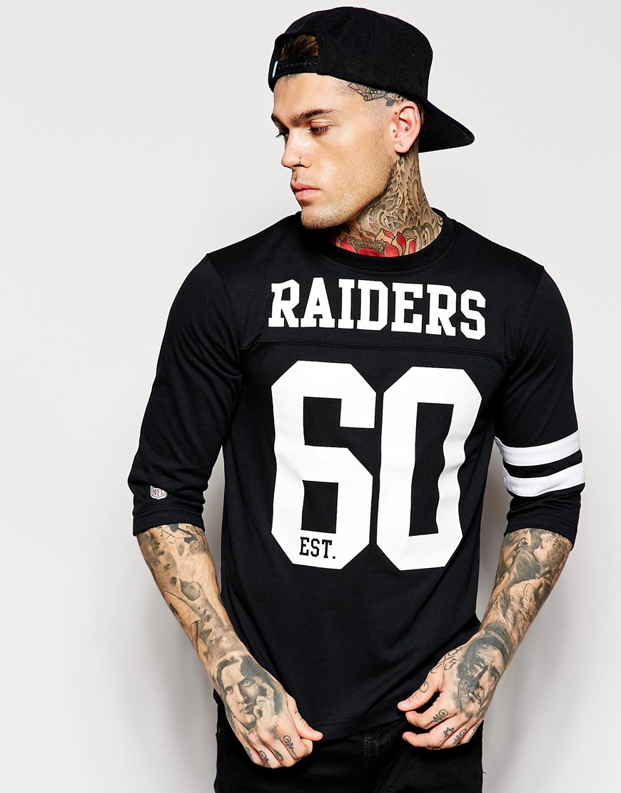 Andet hul rille Majestic Oakland Raiders T-Shirt With 3/4 Sleeves in Black for Men | Lyst