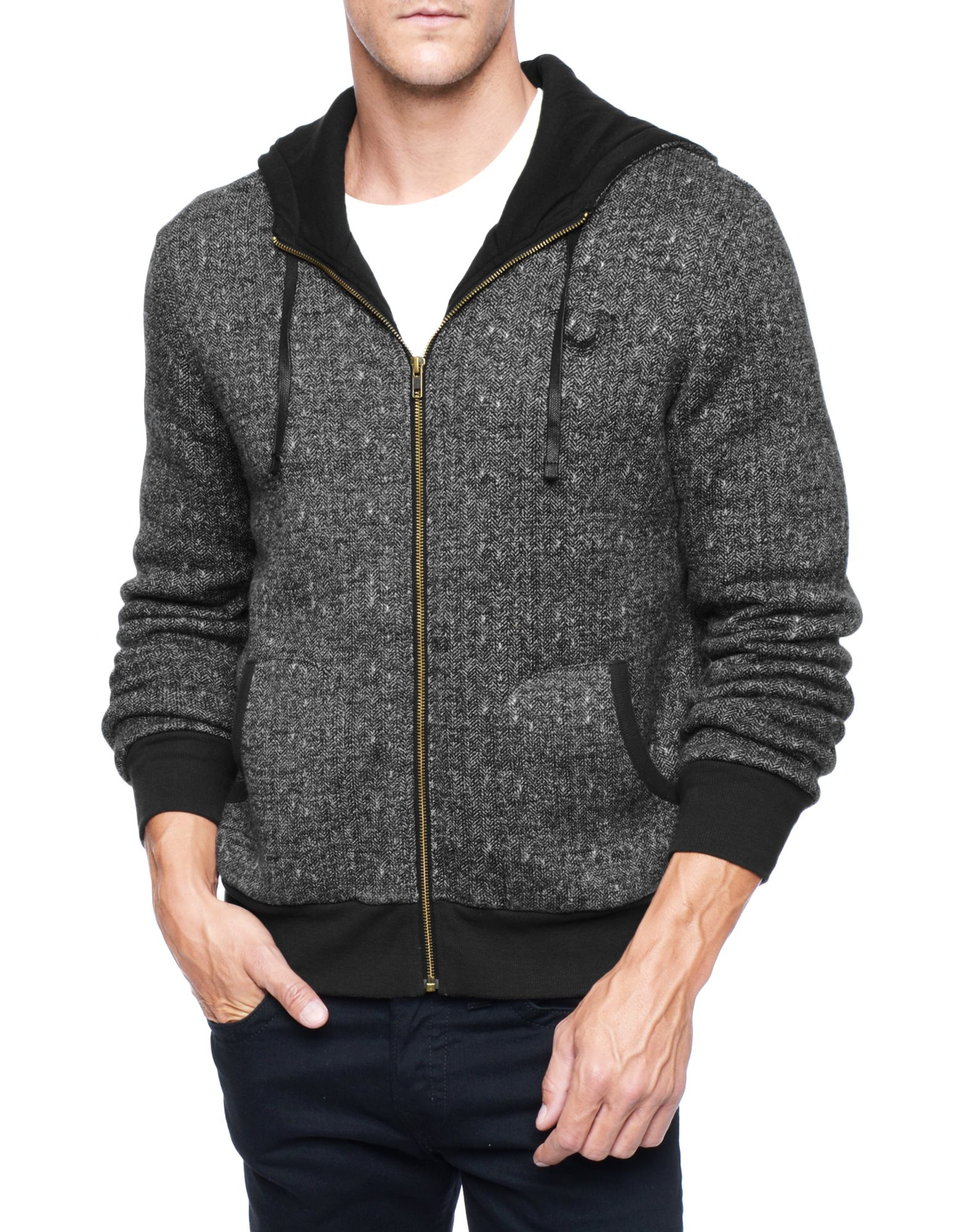 True Religion Herringbone Mens Hoodie in Gray for Men Lyst