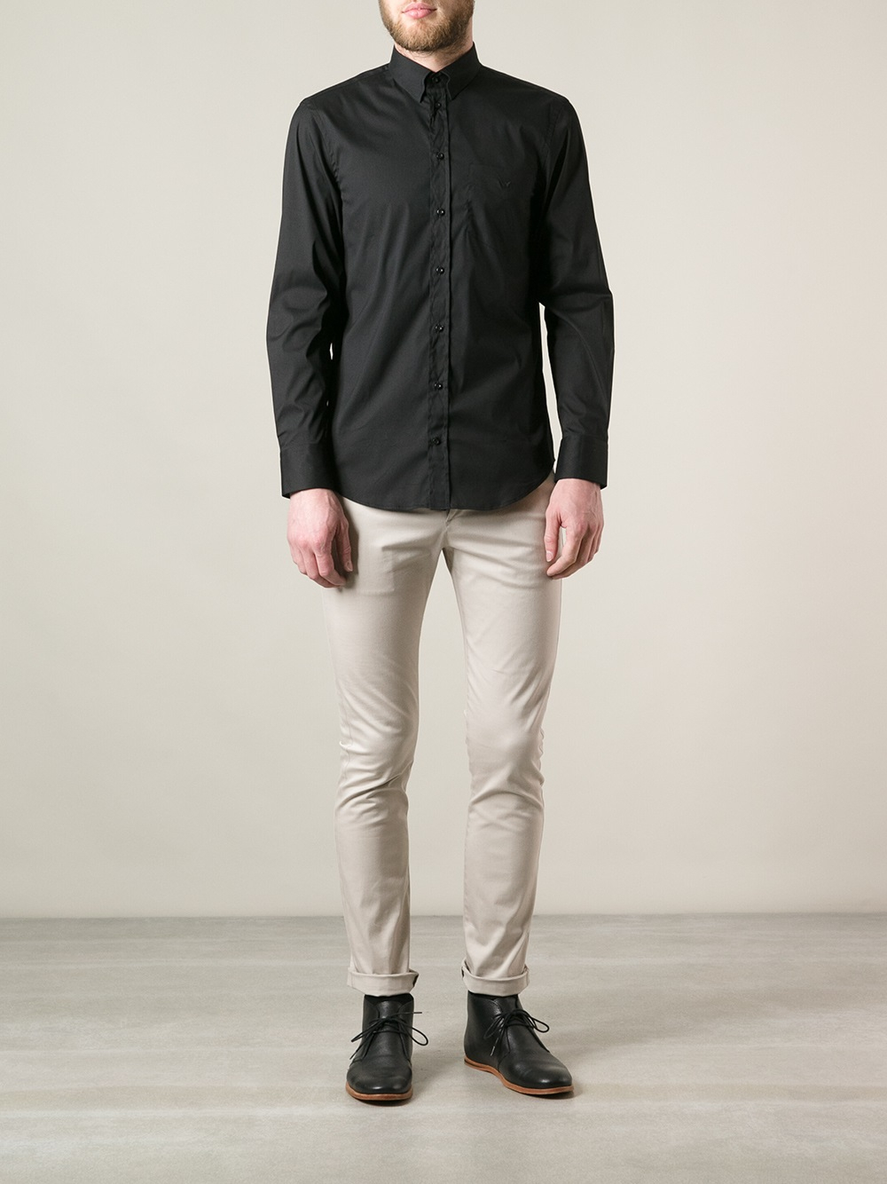 Lyst - Emporio Armani Classic Formal Shirt in Black for Men