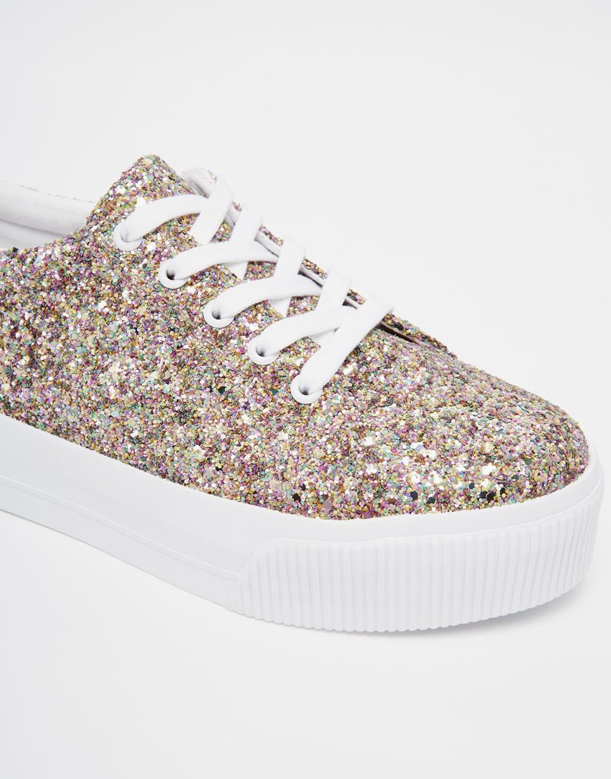 glitter flatform trainers