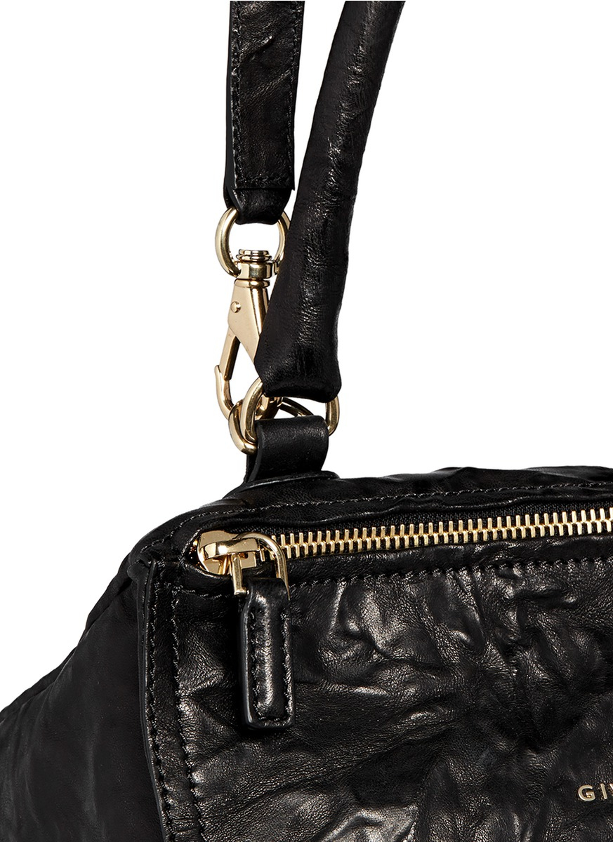 Givenchy 'pandora' Small Crinkle Leather Bag in Black | Lyst