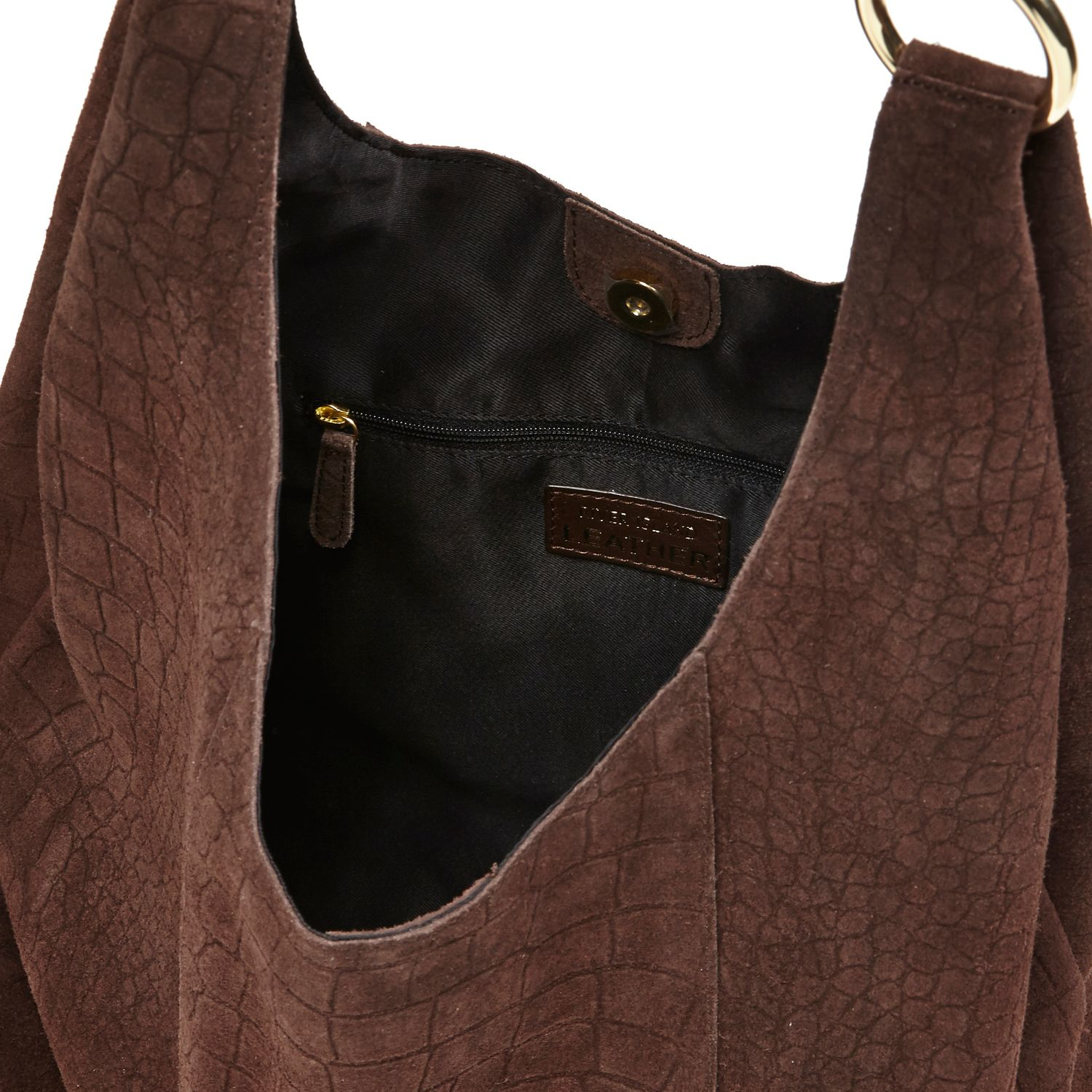 dark brown suede bag