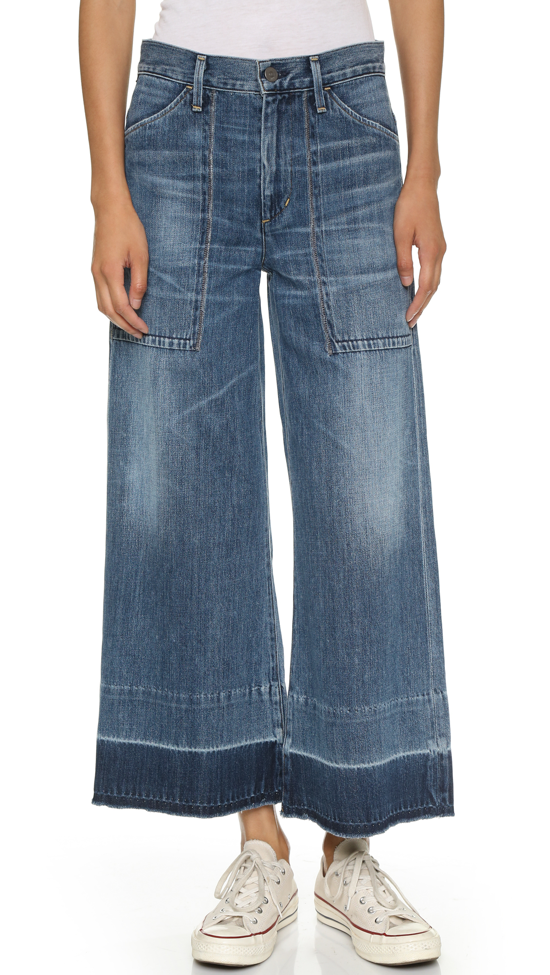 Citizens of Humanity Denim Melanie Cropped Wide Leg Jeans in Blue - Lyst