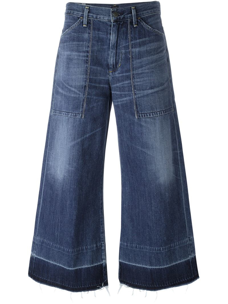 Citizens of humanity Wide Leg Cropped Jeans in Blue | Lyst