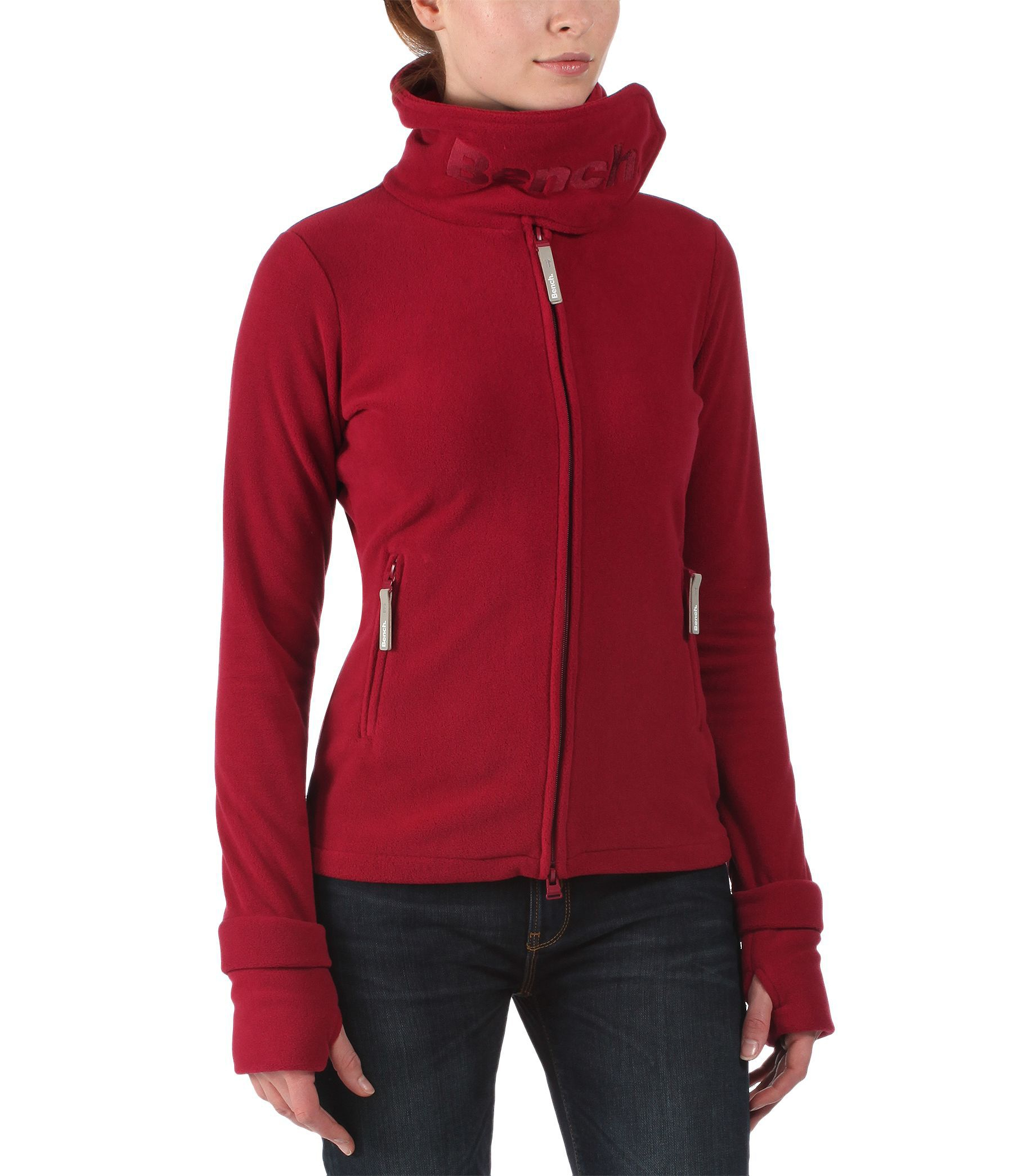 Bench Funnel Neck Zip Up Fleece Top In Red Lyst