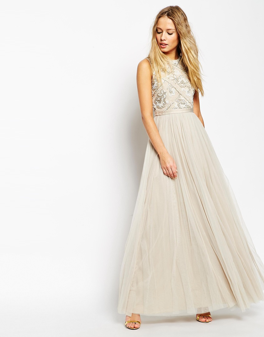 mesh lace maxi dress