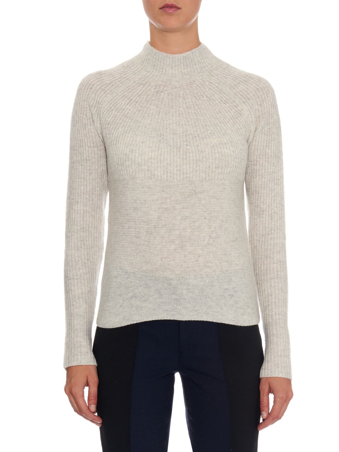 gray mock neck sweater