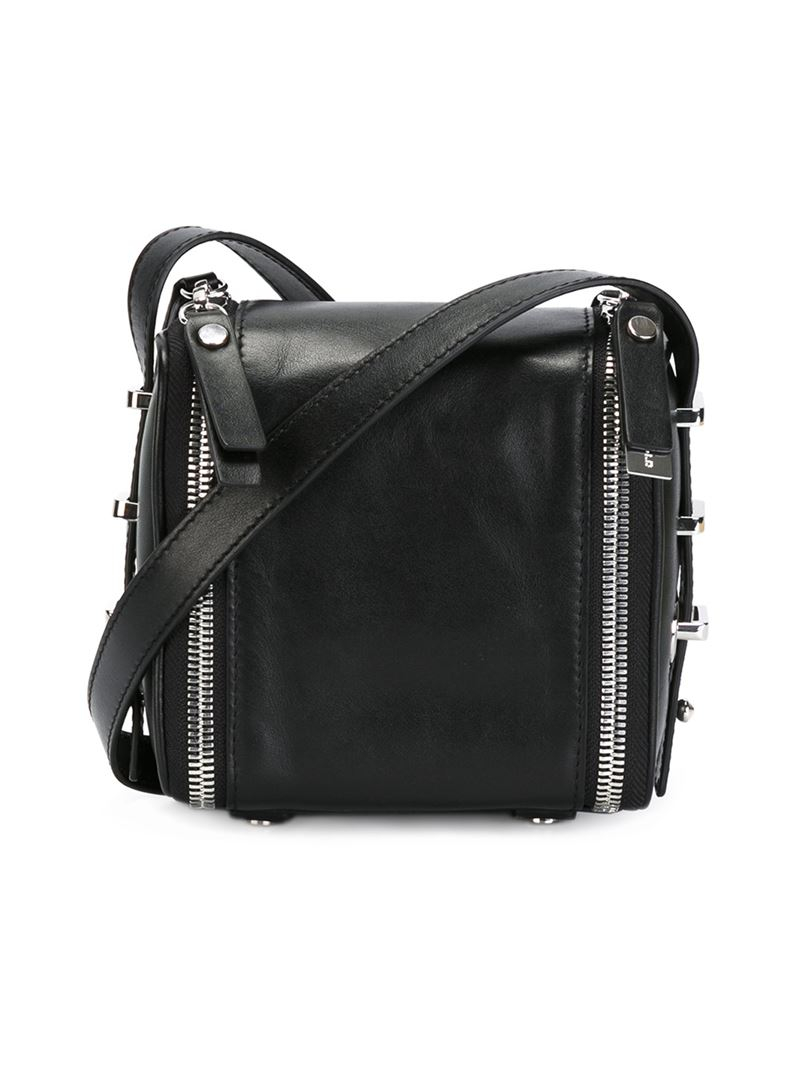 Diesel Black Gold Zip-Detail Leather Shoulder Bag in Black - Lyst