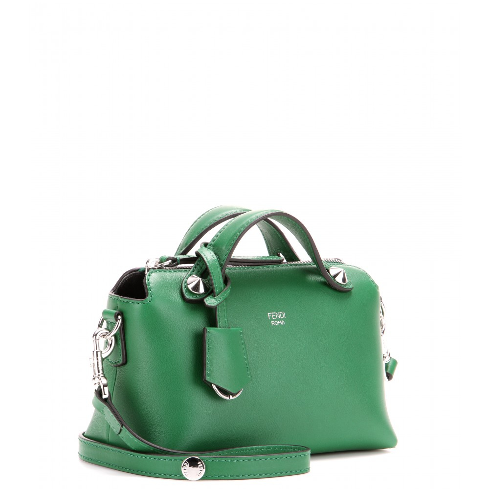 Fendi By The Way Mini Leather Cross-body Bag in Silver (Green) - Lyst
