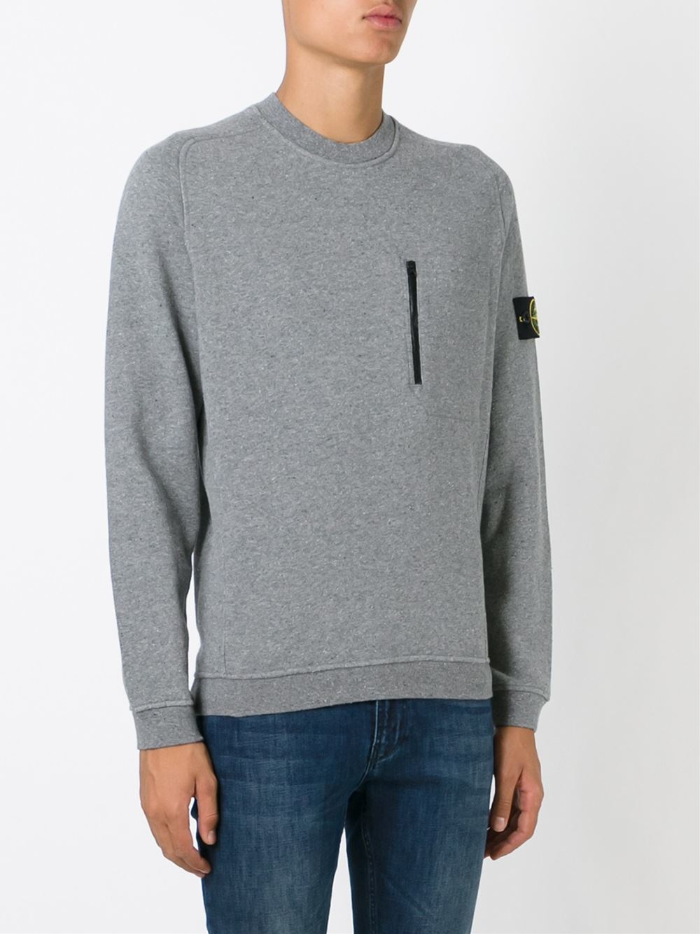 Stone Island Zip Chest Pocket Sweatshirt in Grey (Gray) for Men - Lyst
