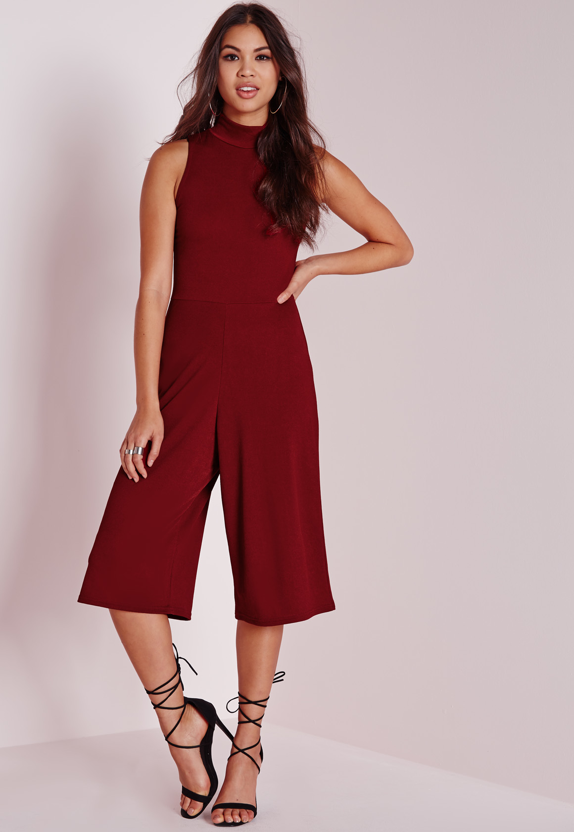 burgundy culotte jumpsuit