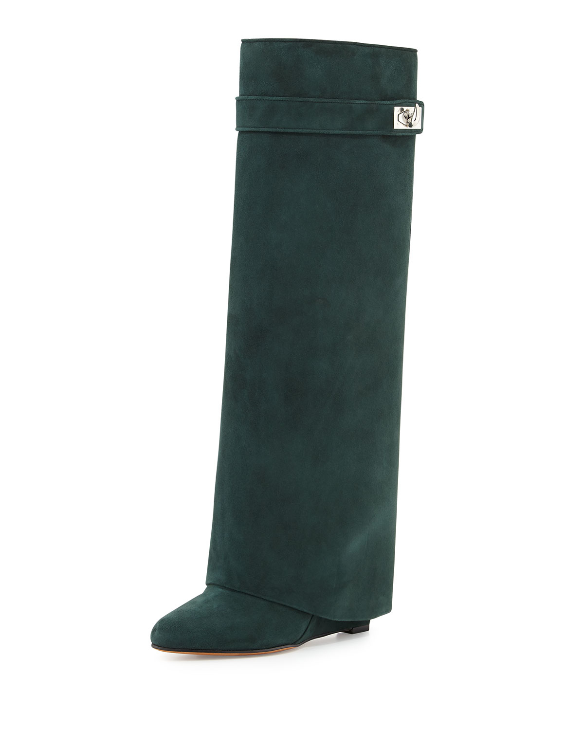 green suede boot