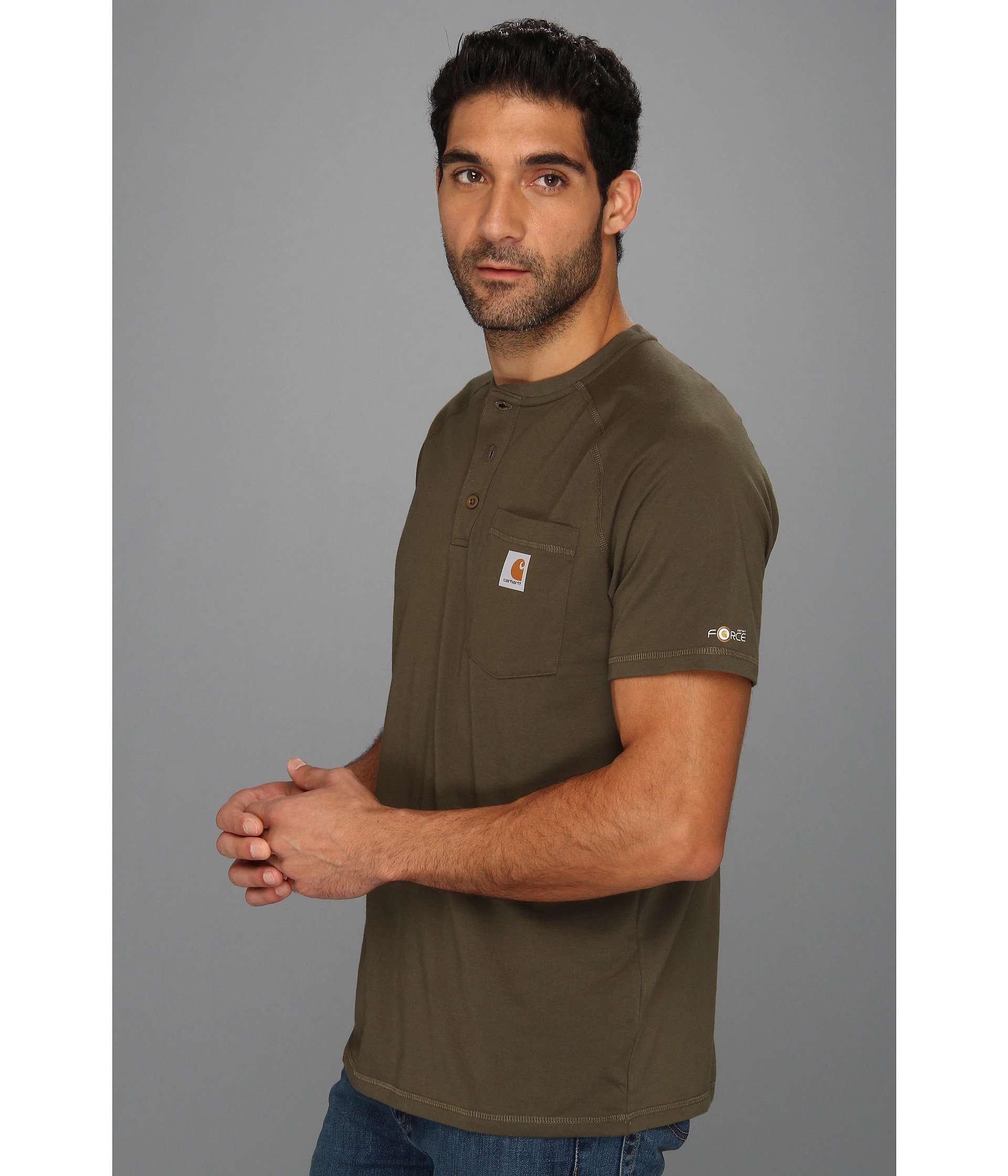 Carhartt Force Cotton S/s Henley in Green for Men | Lyst