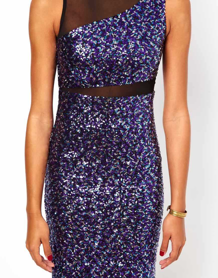purple sequin midi dress
