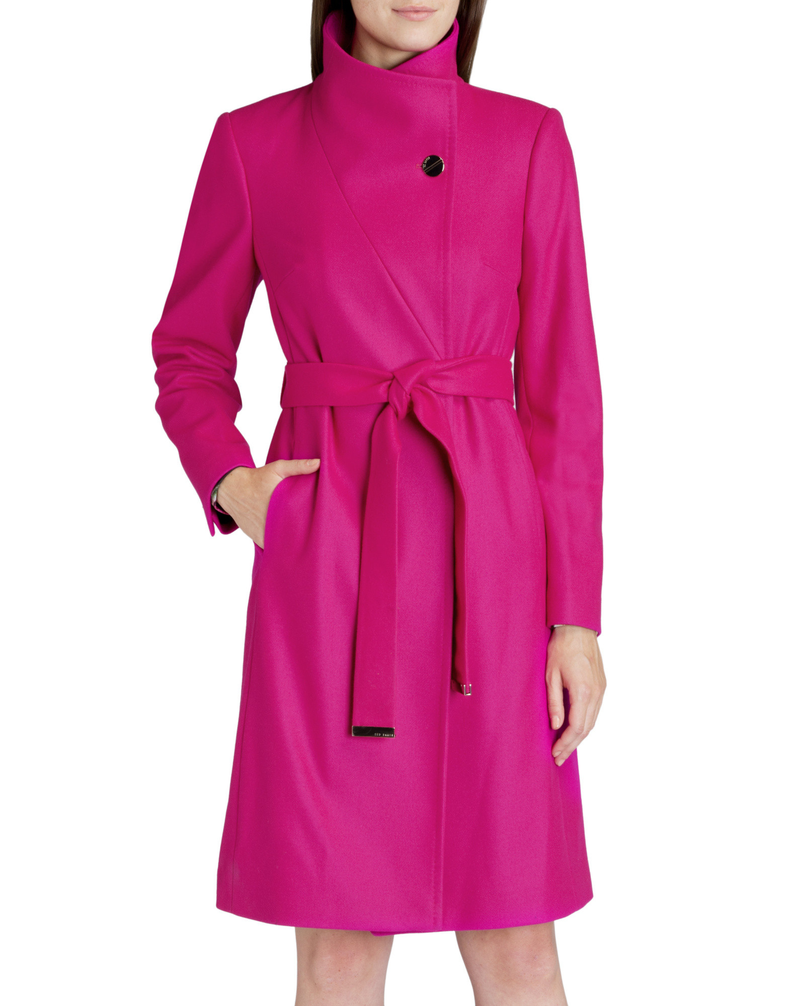 Ted Baker Belted Wrap Coat in Pink | Lyst