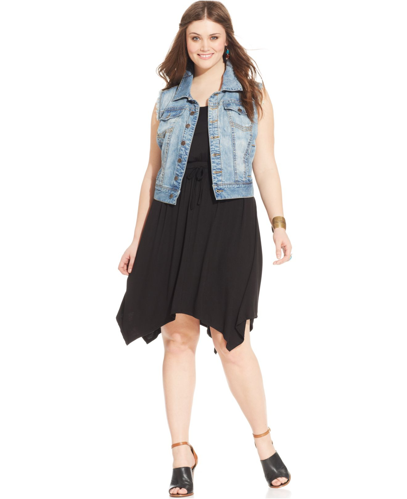 american rag plus size handkerchief hem dress in black lyst simpson plus size clothing line