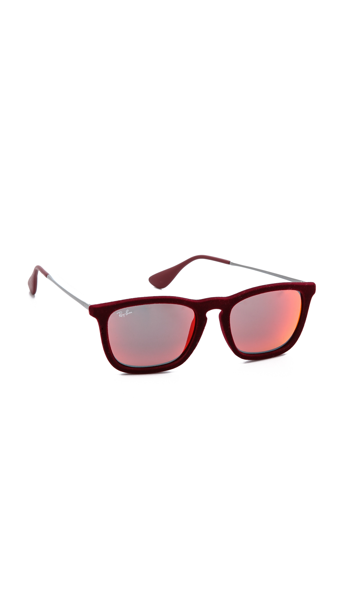 Ray-Ban Youngster Square Velvet Sunglasses - Flock Grey in Red | Lyst