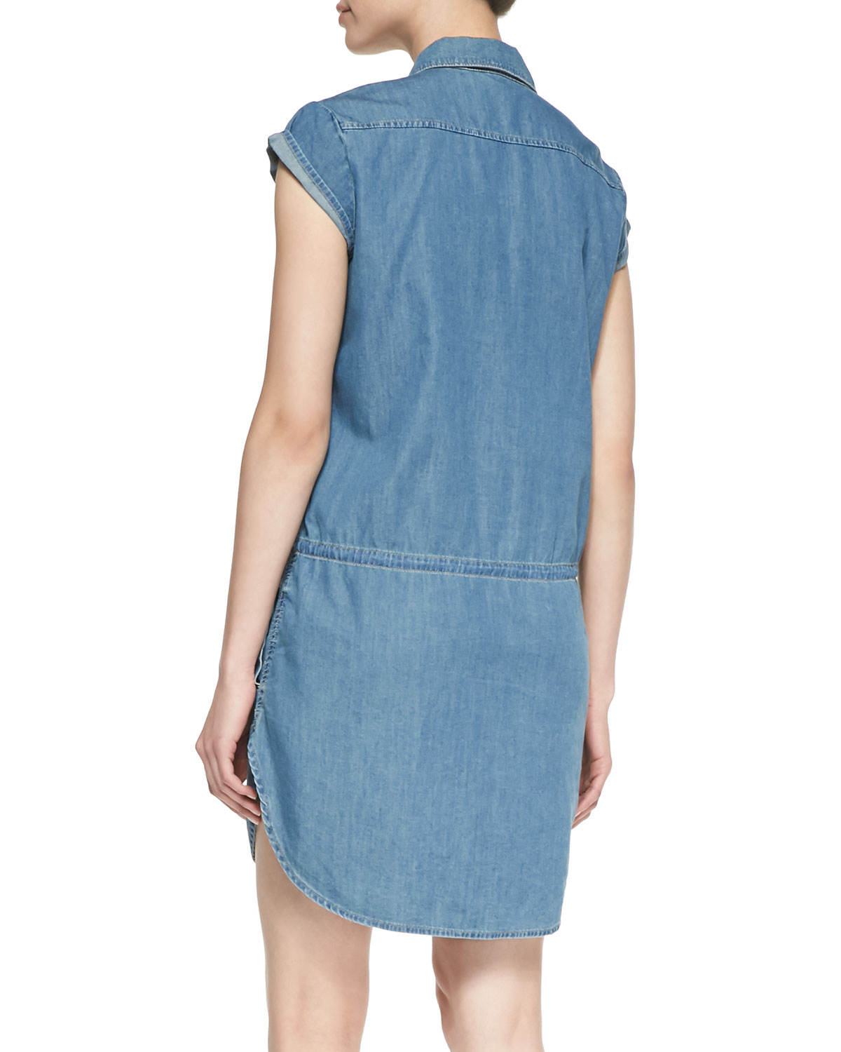 Lyst Paige Mila Drop Waist Denim Shirt Dress In Blue Gallery