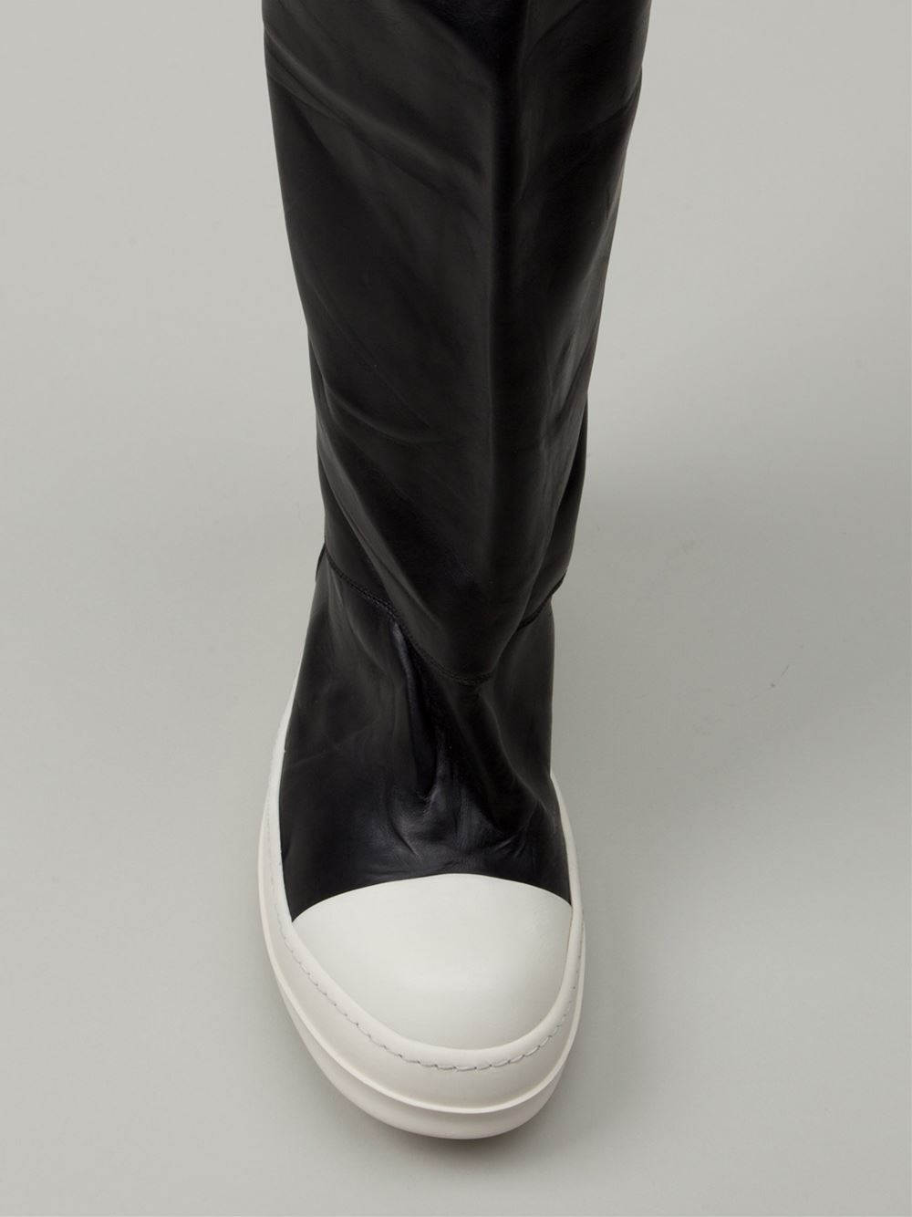 rick owens high knee sneakers
