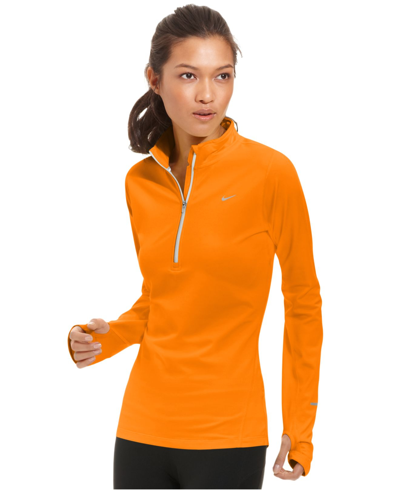 Nike Element Dri-Fit Half-Zip Pullover in Orange | Lyst