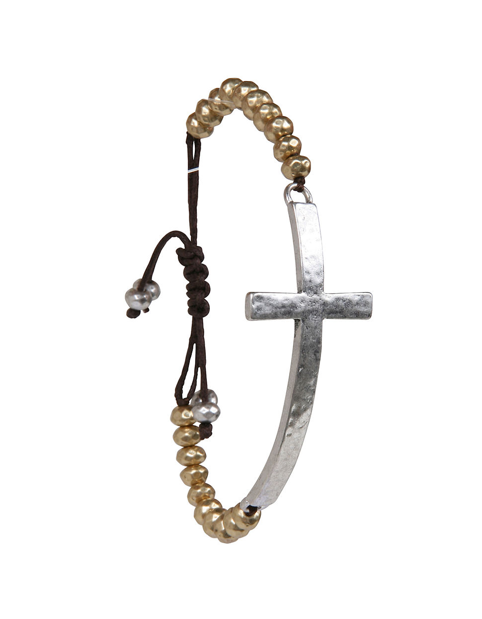 Lucky brand Twotone Bead Bracelet With Cross Pendant in Metallic Lyst