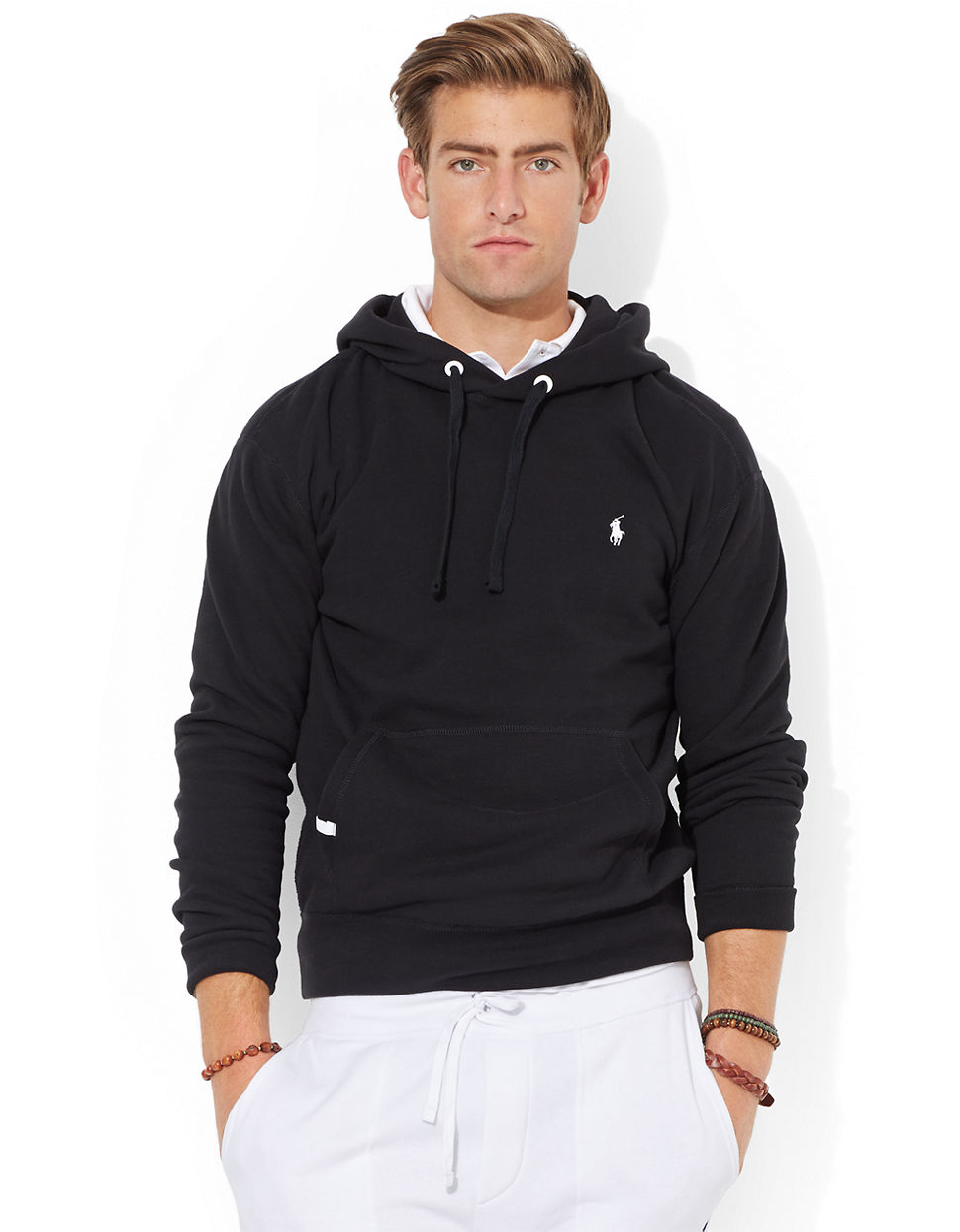 Polo Ralph Lauren Solid Fleece Hoodie in Black for Men - Lyst