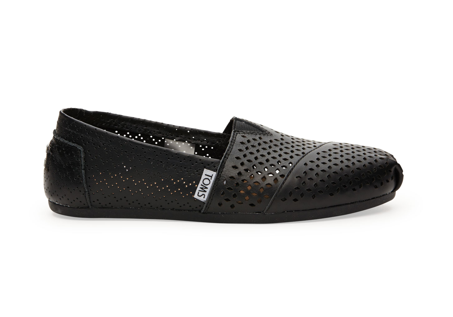 TOMS Black Leather Perforated Women's 
