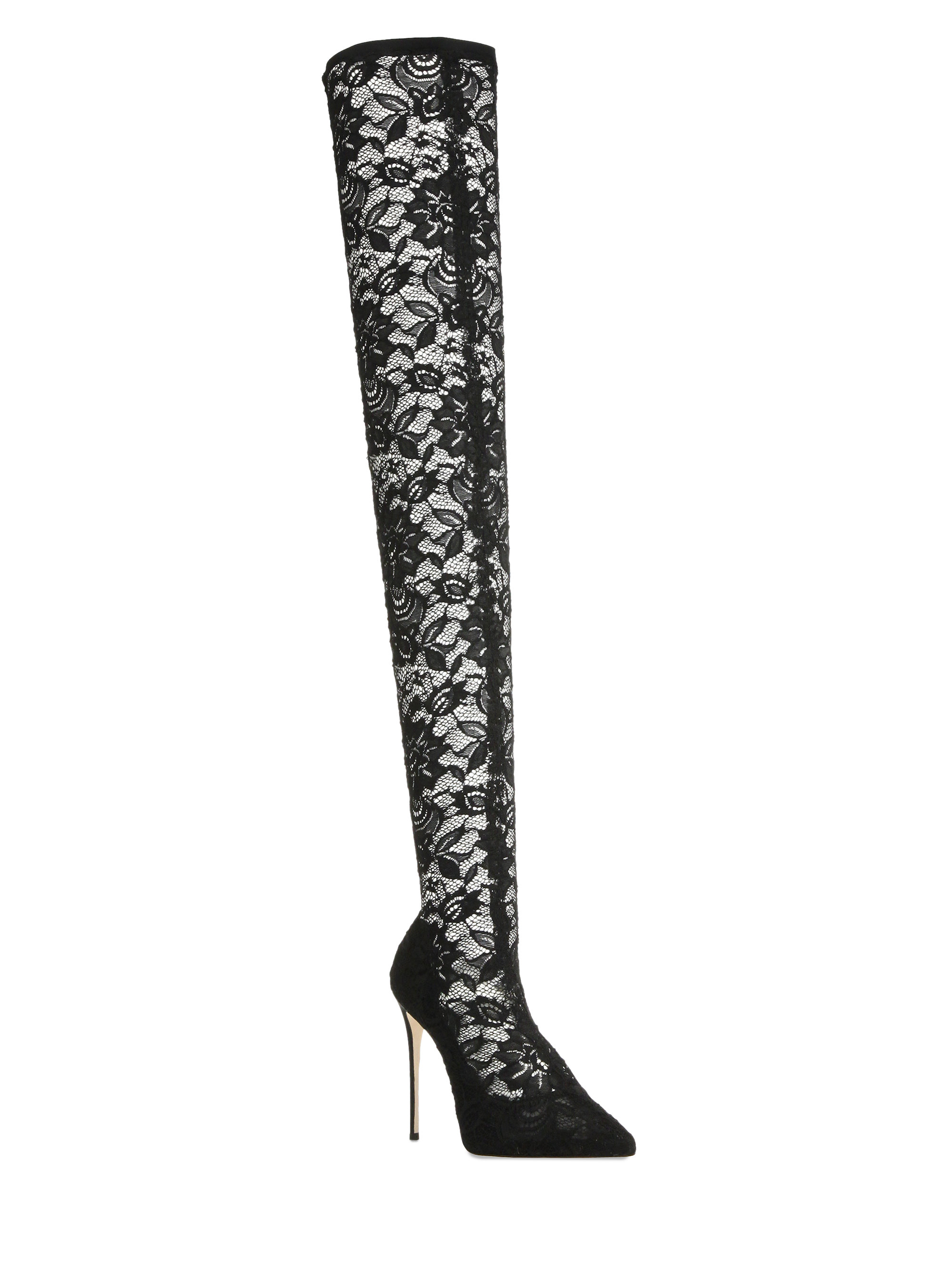 white lace thigh high boots