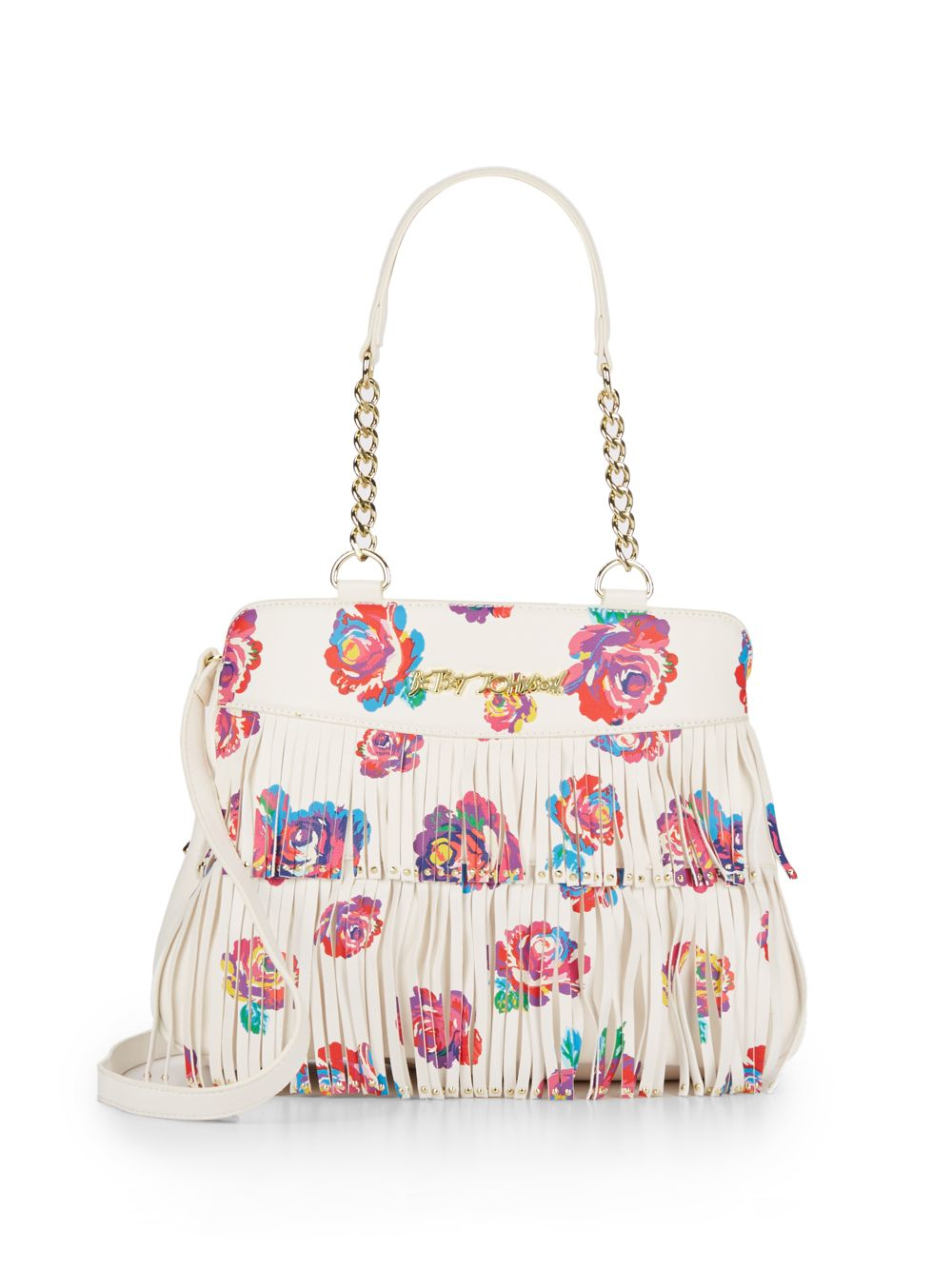 Betsey Johnson On The Fringe Rose Shoulder Bag in White | Lyst