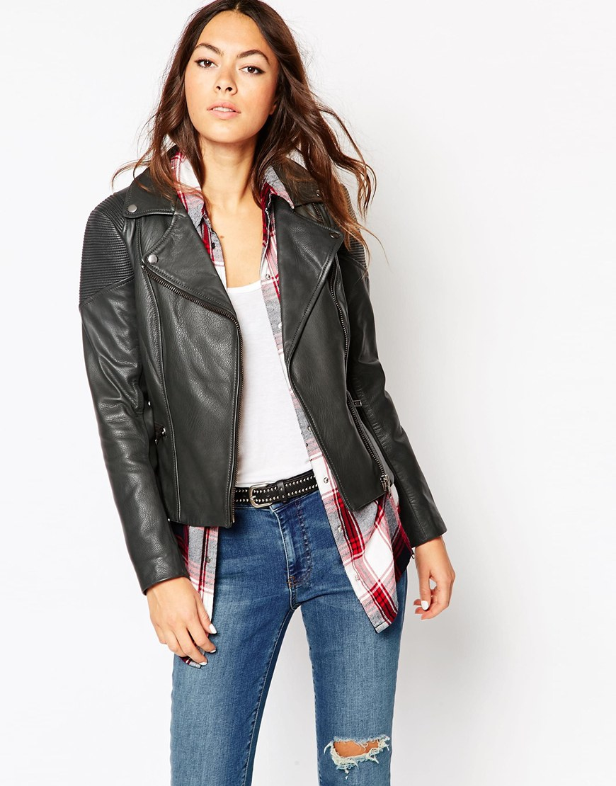 charcoal biker jacket