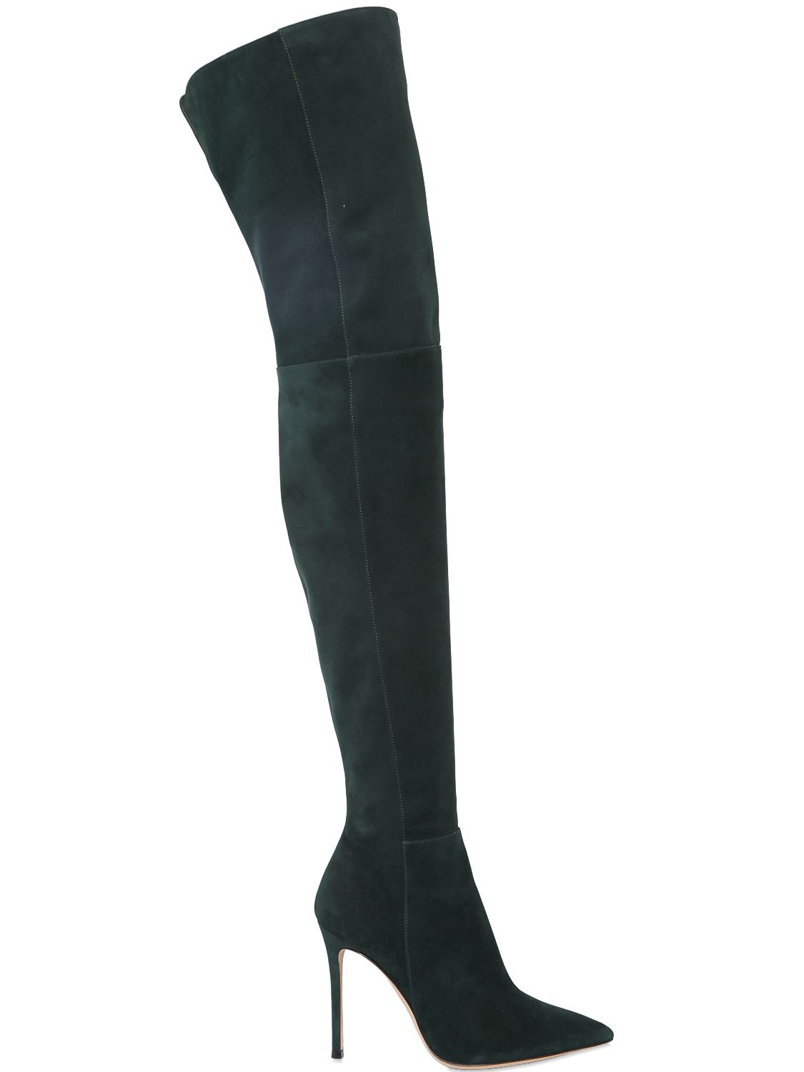 green suede over the knee boots