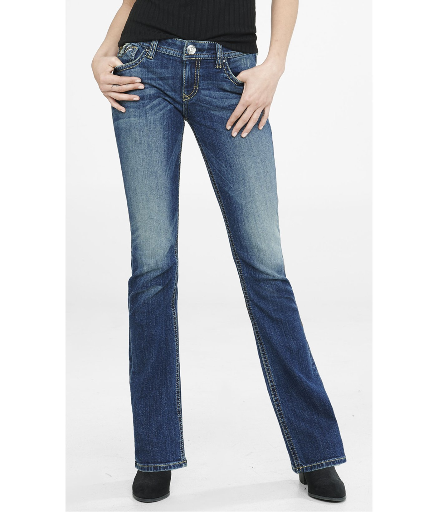 Low Rise Barely Boot Jean in Dark 