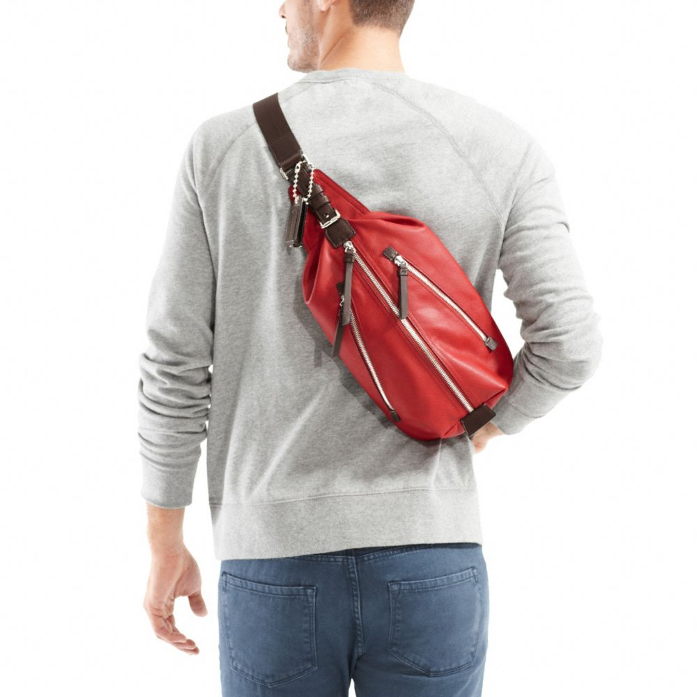 COACH Thompson Leather Sling Pack in Red for Men - Lyst