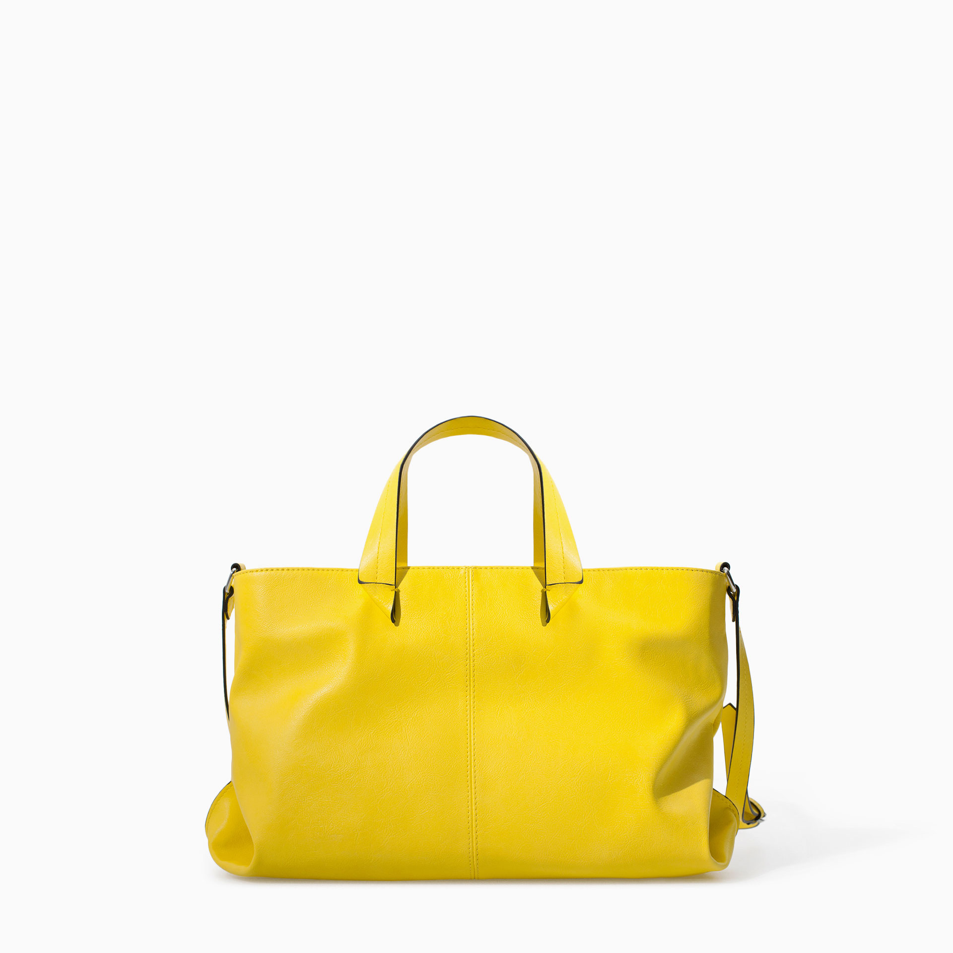 Zara White Tote Bag in Yellow | Lyst