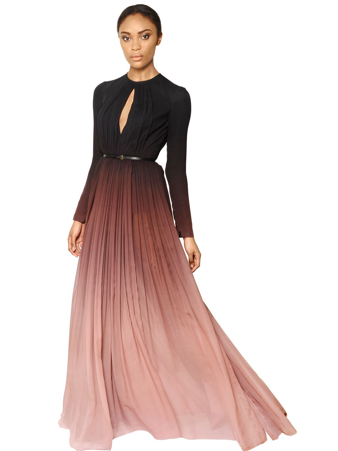 Elie Saab Gradient Silk Georgette Dress in Pink | Lyst