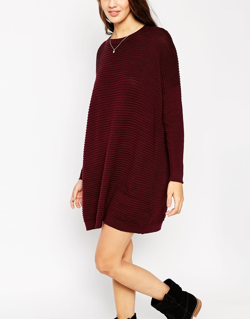 dark red jumper dress