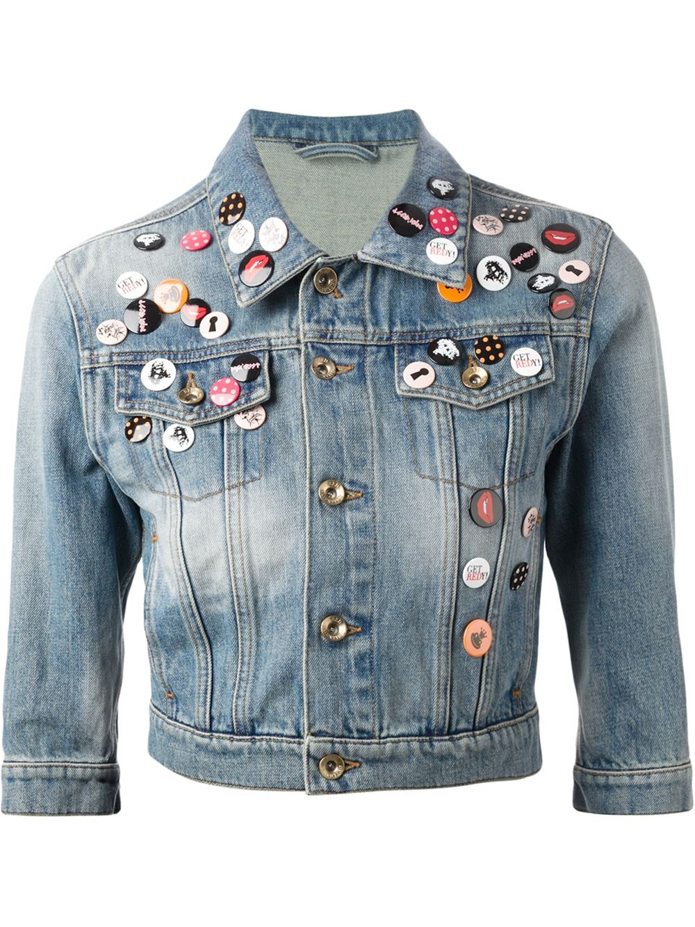 Red valentino Pin Embellished Denim Jacket in Blue | Lyst