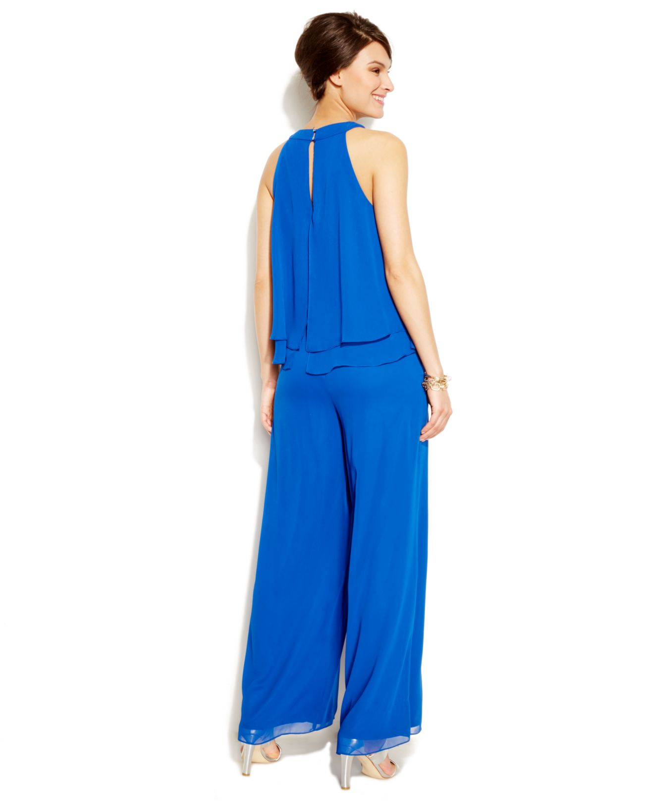 Vince Camuto Layeredlook Halter Jumpsuit in Blue Lyst