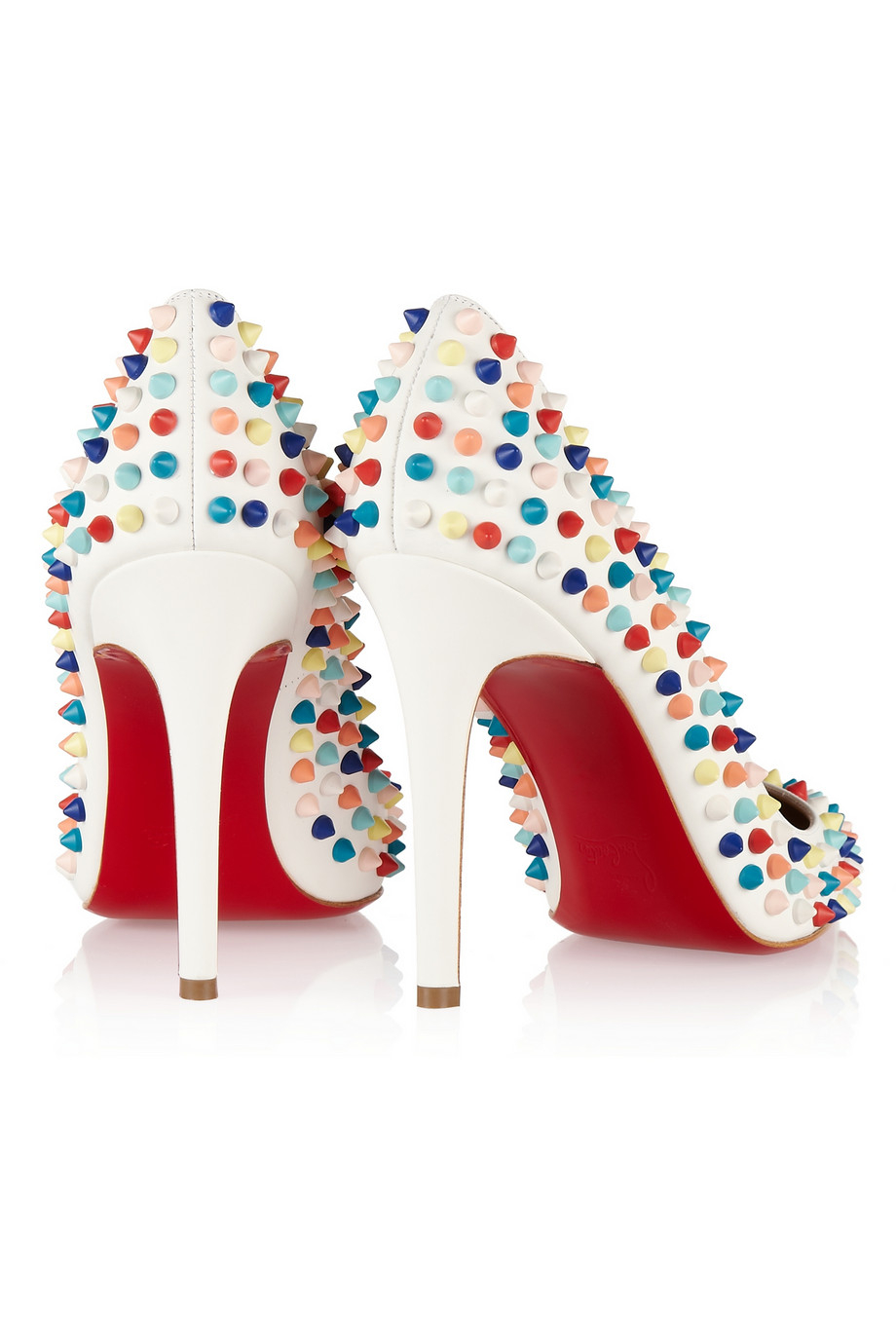 Christian Louboutin Pigalle Spikes 100 Leather Pumps in White